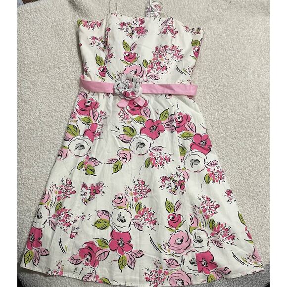 Ann Taylor Loft Floral Dress Womens Sz 10 Removable Straps White Pink *tiny flaw - Picture 1 of 10